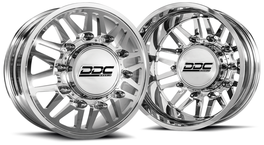 RAM Dually Wheel Kit 94-18 RAM 92-10 GM Aftermath Polished 20X8.25 8X165 12.50 Tire