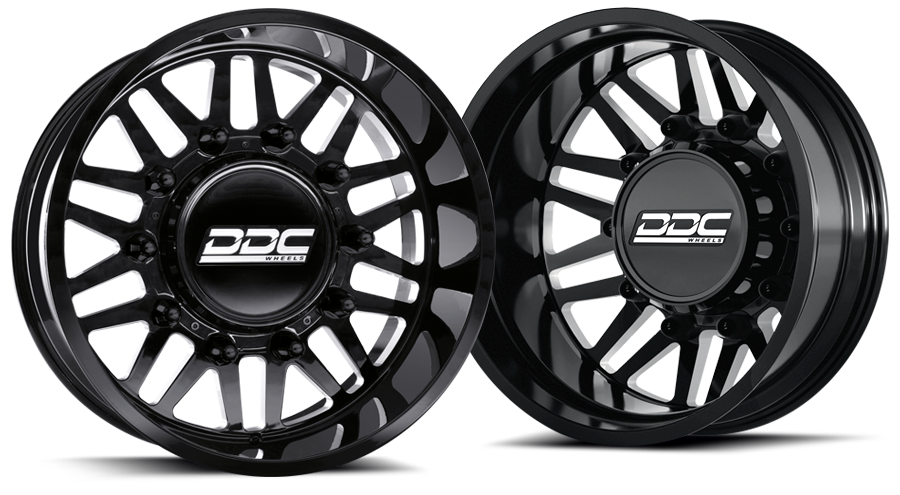Dually Wheels Aftermath Black/Mill 22x8.25 8x200 SS Fronts Ford 05-25 Ford F-350 11-14 DDC Wheels