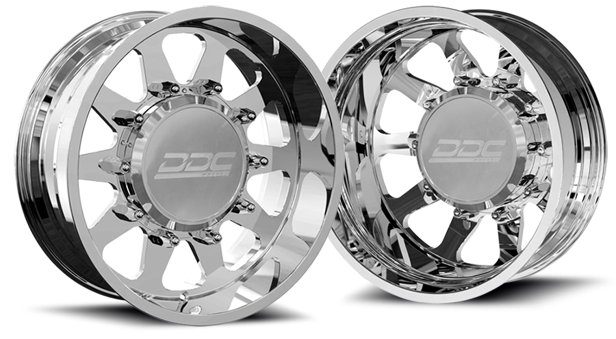 Dually Wheels The Ten Forged 22x8.25 10x225 Polished SS Fronts 05-10 Ford 15-25 F-450/F-550 Dodge Ram 08-25 4500/5500 DDC Wheels
