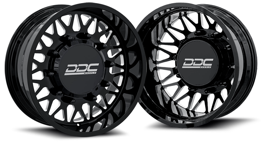 Dually Wheels The Mesh Forged 22x8.25 10x225 Black/Mill SS Fronts 05-10 Ford 15-25 F-450/F-550 Dodge Ram 08-25 4500/5500 DDC Wheels