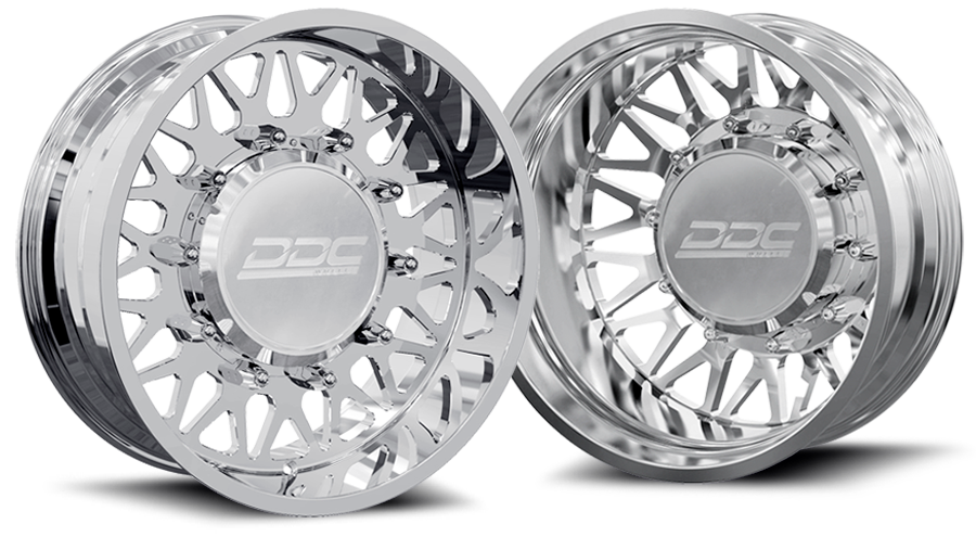 Dually Wheels The Mesh Forged 22x8.25 10x225 Polished SS Fronts 05-10 Ford 15-25 F-450/F-550 Dodge Ram 08-25 4500/5500 DDC Wheels