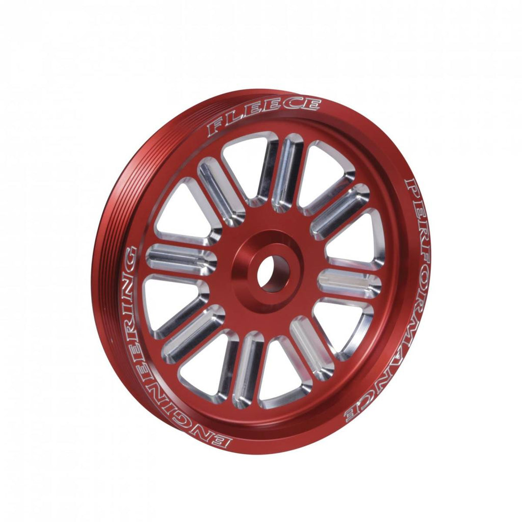Fleece Performance Spoke Design Cummins Dual Pump Pulley Fleece Red - FPE-34211-RED-SPK