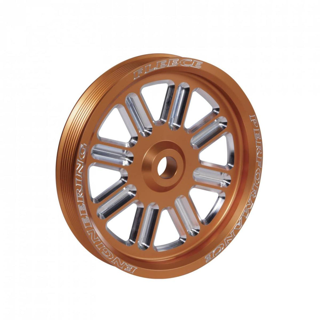 Fleece Performance Spoke Design Cummins Dual Pump Pulley Fleece Orane - FPE-34211-ORG-SPK