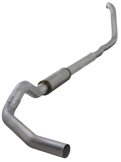 Turbo Back Exhaust 00-03.5 F250/F350 5 Inch Single In/ Single Out Pass With Muffler Aluminum Diamond Eye