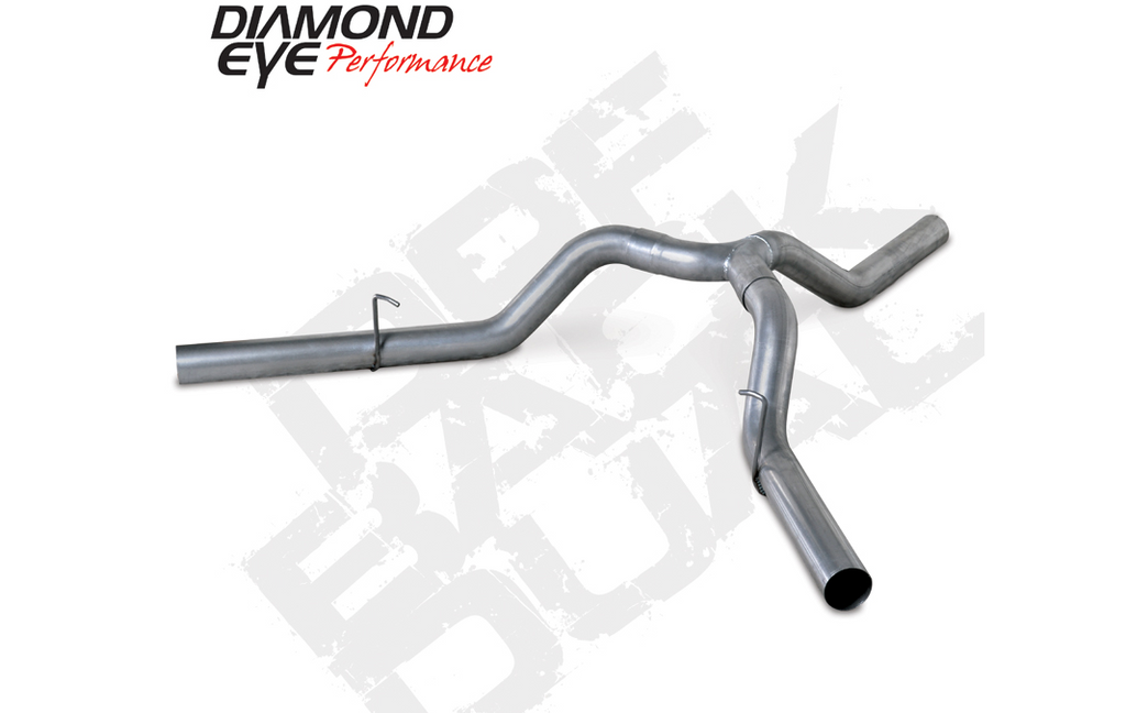 DPF Back Exhaust RAM Exhaust Dual Split Rear 2014 RAM 2500 CC Short Box 4 Door 4 Inch Stainless Diamond Eye