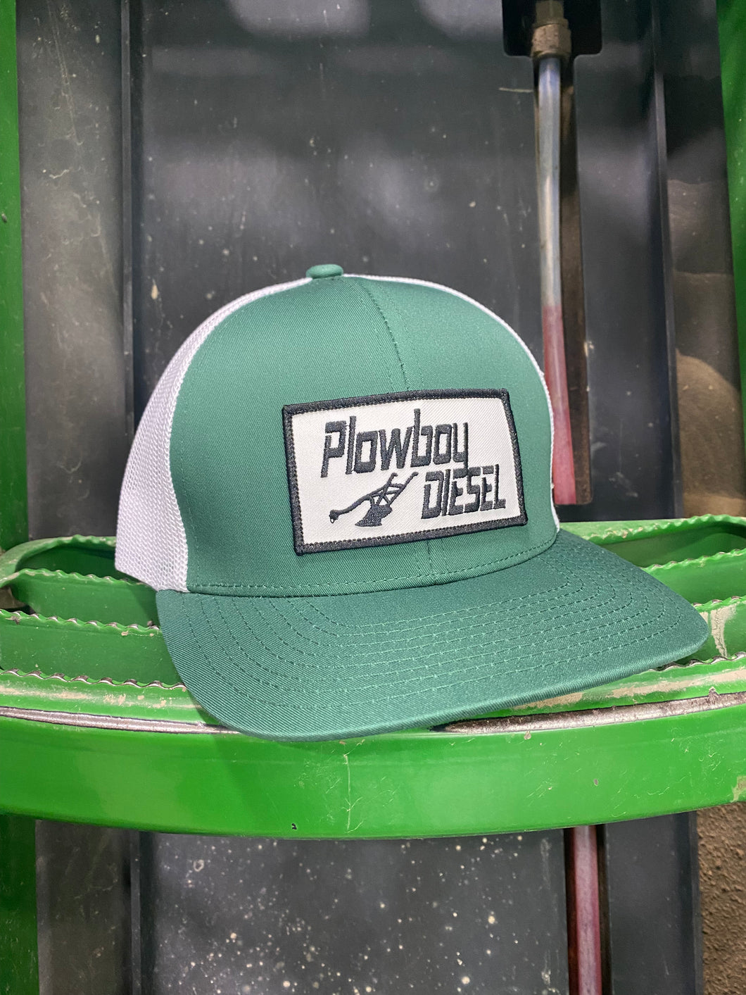 Green and White Patch Hat