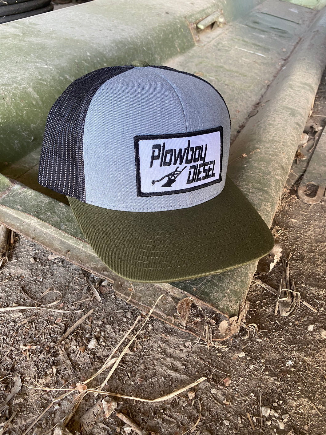 Gray and Green Plowboy Hat