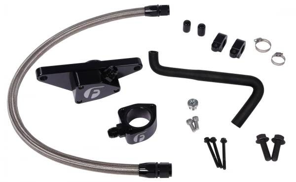 Fleece Performance - Fleece Performance Cummins Coolant Bypass Kit 06-07 Auto Trans with Stainless Steel Braided Line - FPE-CLNTBYPS-CUMMINS-0607-SS
