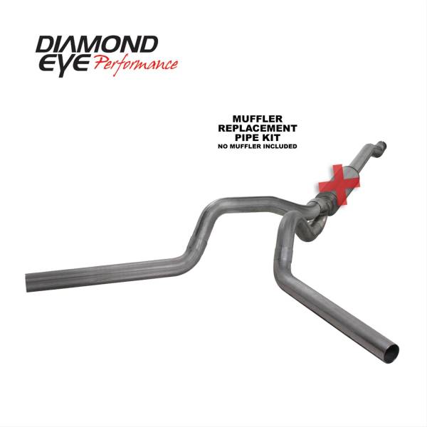 Diamond Eye - Cat Back Exhaust System For 03-07 Ford F250/F350 Superduty 6.0L 4 inch No Muffler Split Rear/Side Stainless Diamond Eye