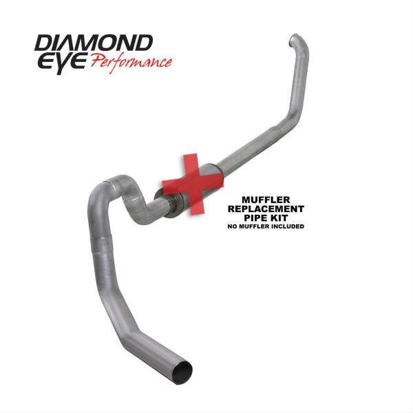 Diamond Eye - Turbo Back Exhaust 00-03 Excursion 4 Inch Single Pass No Muffler Aluminized Diesel Exhaust Diamond Eye