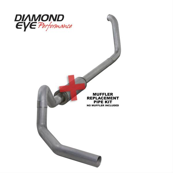 Diamond Eye - Turbo Back Exhaust 00-03.5 F450 4 Inch Single Pass No Muffler Aluminized Performance Series Diesel Diamond Eye