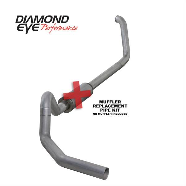 Diamond Eye - Turbo Back Exhaust 00-03.5 F250/F350 Cab/Chassis 4 Inch Single Pass No Muffler Aluminized Diamond Eye