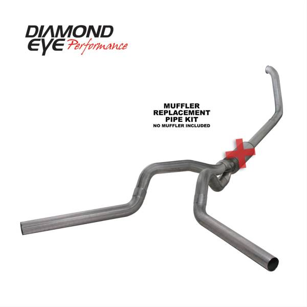 Diamond Eye - Turbo Back Exhaust 00-03.5 F250/F350 4 inch Single In/Out Split Rear/Side No Muffler Stainless Diamond Eye