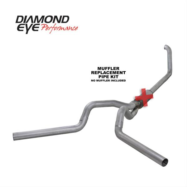 Diamond Eye - Turbo Back Exhaust 00-03.5 Ford F250/F350 Superduty 7.3L 4 Inch Split Rear/Side No Muffler Aluminum Diamond Eye