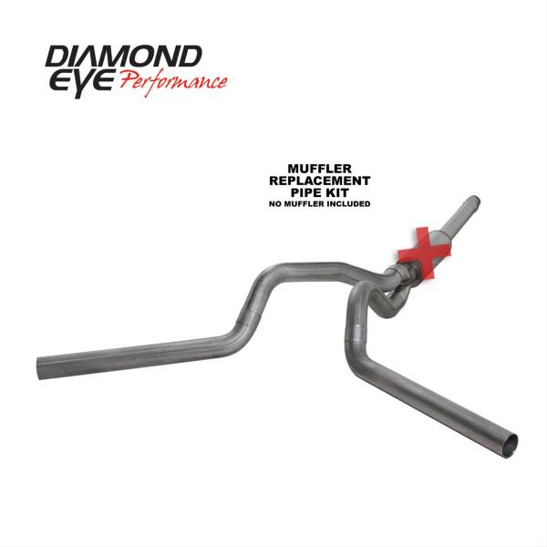 Diamond Eye - Cat Back Exhaust System 94-97.5 F250/F350 4 inch Single In/ Dual Out Split Rear/Side No Muffler Stainless Diamond Eye