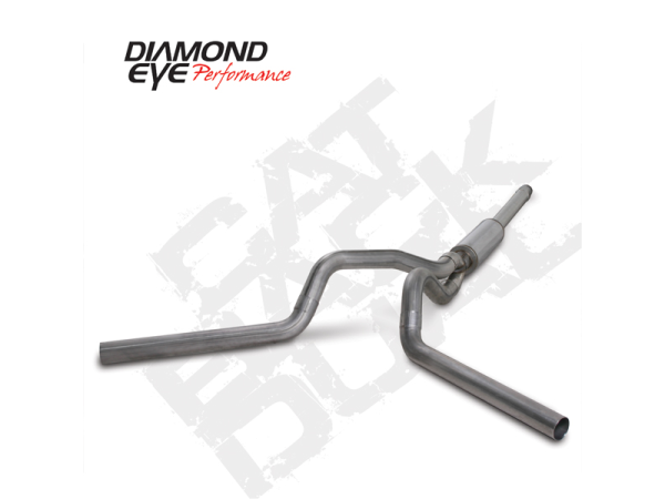 Diamond Eye - Cat Back Exhaust System 94-97.5 F250/F350 4 inch Single In/Out Split Rear/Side With Muffler Stainless Diamond Eye