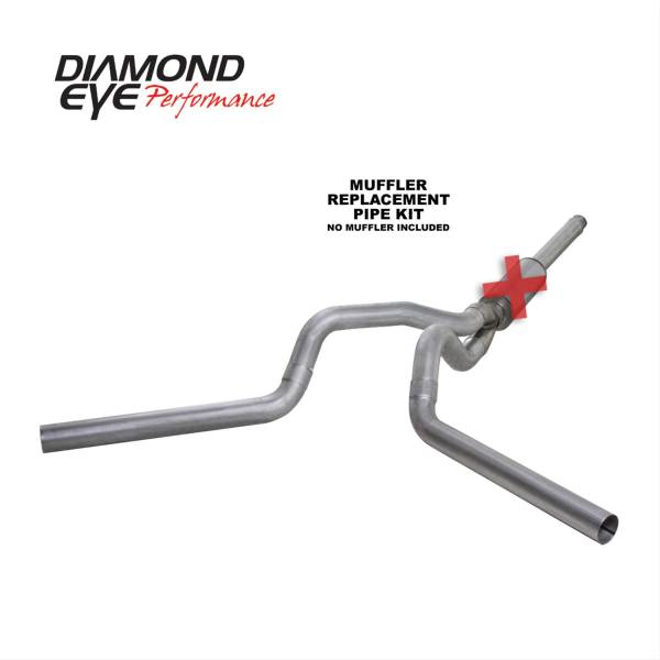 Diamond Eye - Cat Back Exhaust System 94-97.5 Ford F250/F350 Superduty 7.3L 4 Inch No Muffler Single in/Dual out Aluminum Diamond Eye