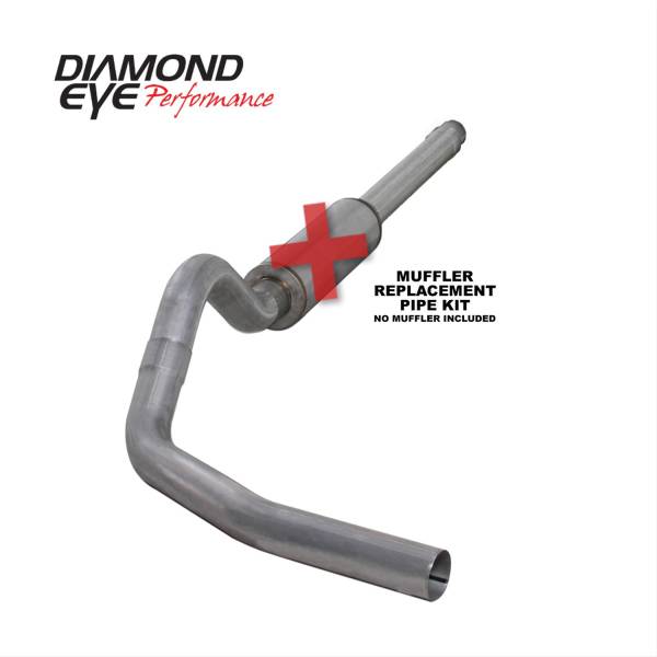 Diamond Eye - Cat Back Exhaust System For 94-97.5 Ford F250/F350 Superduty 7.3L 4 Inch Single Pass No Muffler Aluminum Diamond Eye