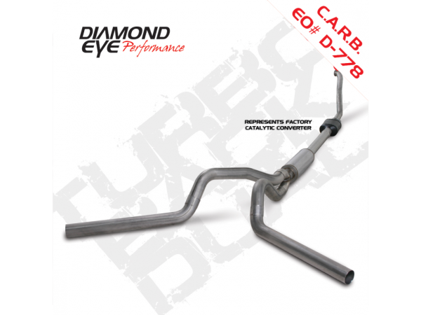 Diamond Eye - Turbo Back Exhaust 94-97.5 F250/F350 4 inch Single In/Out Out Split Rear/Side With Muffler Stainless Diamond Eye