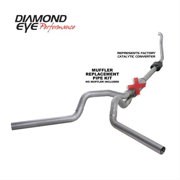 Diamond Eye - Turbo Back Exhaust 94-97.5 F250/F350 4 Inch Single/Dual Split Rear/Side No Muffler Aluminum Diamond Eye