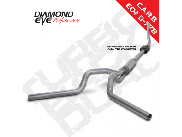 Diamond Eye - Turbo Back Exhaust 94-97.5 F250/F350 4 Inch Single In/Out Split Rear/Side With Muffler Aluminum Diamond Eye