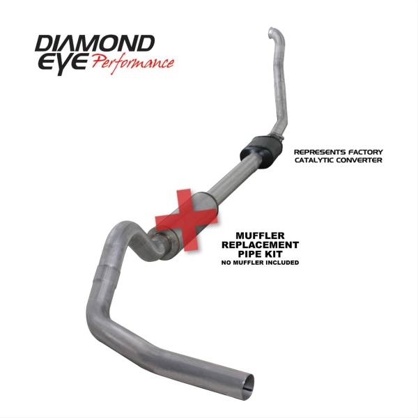 Diamond Eye - Turbo Back Exhaust 94-97.5 Ford F250/F350 Superduty 7.3L 4 Inch Single Pass No Muffler Aluminum Diamond Eye