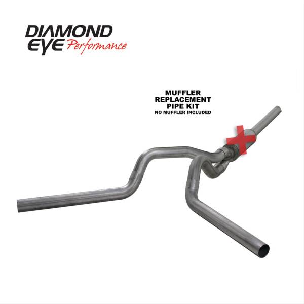 Diamond Eye - Cat Back Exhaust System Single In/Dual Out 04.5-07.5 Dodge RAM 2500/3500 4 inch No Muffler409 Stainless Diamond Eye