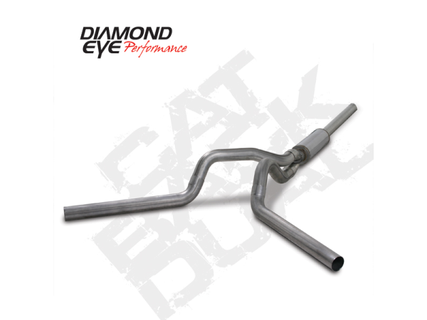 Diamond Eye - Cat Back Exhaust System Single In/Dual Out For 04.5-07.5 Dodge RAM 2500/3500 4 inch With Muffler Stainless Diamond Eye