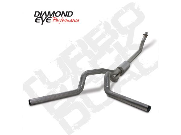 Diamond Eye - Turbo Back Exhaust 94-02 RAM 2500/3500 4 Inch Single In/Out Split Rear/Side W/ Muffler Stainless Diamond Eye