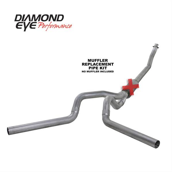 Diamond Eye - Turbo Back Exhaust 94-02RAM 2500/3500 4 Inch Single/Dual Split Rear/Side No Muffler Aluminized Diamond Eye