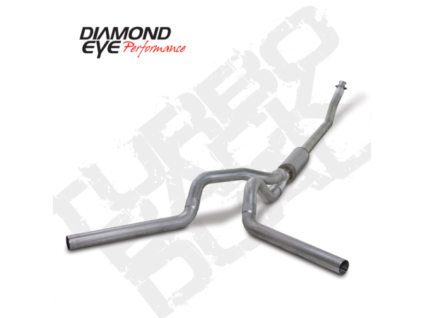 Diamond Eye - Turbo Back Exhaust 94-02 RAM 2500/3500 4 Inch Single In/Out Split Rear/Side W/ Muffler Aluminized Diamond Eye