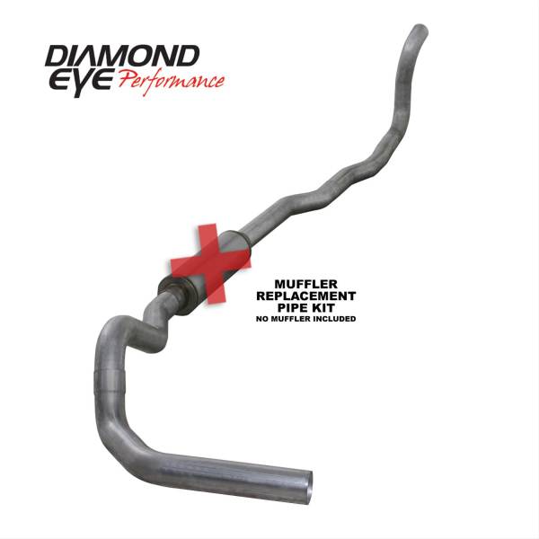 Diamond Eye - Turbo Back Exhaust With Muffler For 89-93 Dodge RAM 2500/3500 Long Bed 4 Inch 4WD Side Aluminized Diamond Eye