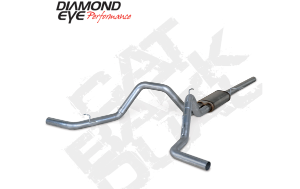 Diamond Eye - Dual Exhaust Split Rear For 98.5-02 Dodge RAM 2500/3500 5.9L 3.5 Inch Black Coated Kit Diamond Eye