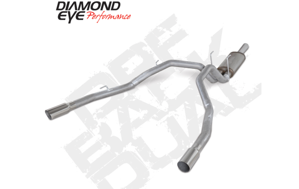 Diamond Eye - DPF Back Exhaust For 2014 Ram 1500 3.0L Eco-Diesel 3 Inch Single In Dual Out Split Rear Stainless Diamond Eye