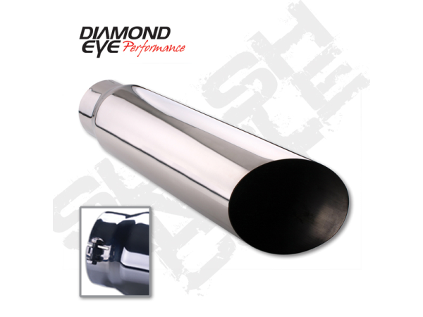 Diamond Eye - Exhaust Tip Bolt-On Rolled Angle Cut 5 inch ID X 6 Inch OD X 18 Inch Long 304 Stainless Tail Pipe Tips Diamond Eye