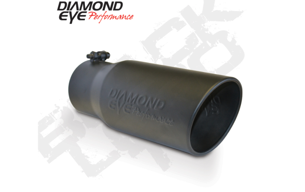 Diamond Eye - Exhaust Pipe Tip 5 Inch Inlet X 6 Inch Outlet X 12 Inch Rolled Angle Stainless Black Exhaust Tip Tail Pipe Tips Diamond Eye