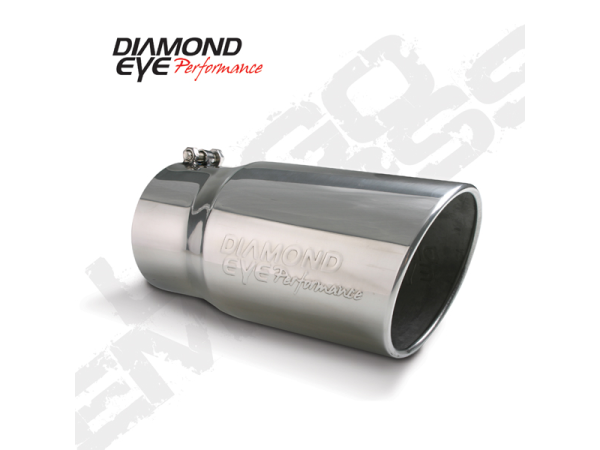 Diamond Eye - Exhaust Pipe Tip 5 Inch Inlet X 6 Inch Outlet X 12 Inch Bolt On Rolled Angle Stainless Exhaust Tip Tail Pipe Tips Diamond Eye