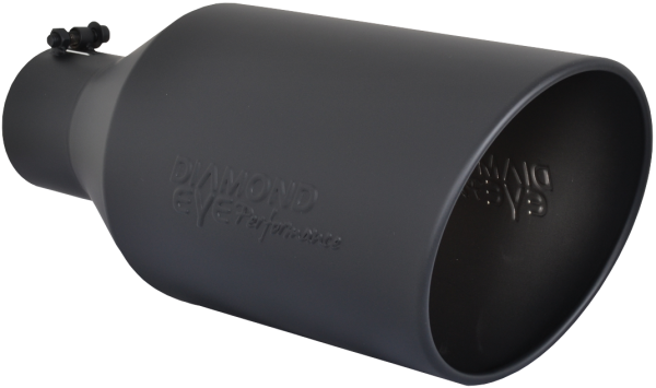 Diamond Eye - Exhaust Tip 4-7 Inch X 18 Inch Bolt on Rolled Angle Embossed Black Tail Pipe Tips Diamond Eye