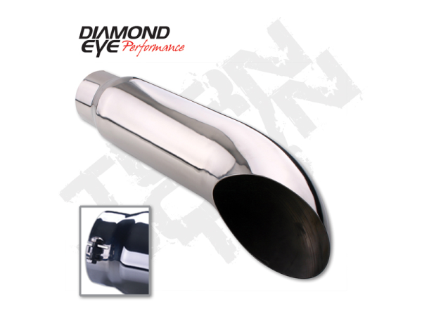 Diamond Eye - Exhaust Tip Rolled Angle Cut 4 inch ID X 5 Inch OD X 16 Inch Long 304 Stainless Tail Pipe Tips Diamond Eye