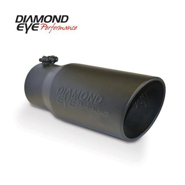 Diamond Eye - Exhaust Pipe Tip 4 Inch Inlet X 5 Inch Outlet X 12 In. Rolled Angle Black Powdercoat Exhaust Tip Tail Pipe Tips Diamond Eye