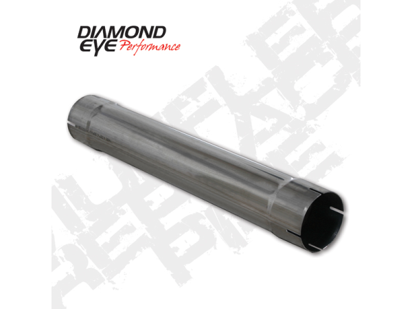 Diamond Eye - Muffler Delete Pipe Replacement 30 Inch 4 Inch Inlet/Outlet Stainless Performance Muffler Replacement Diamond Eye