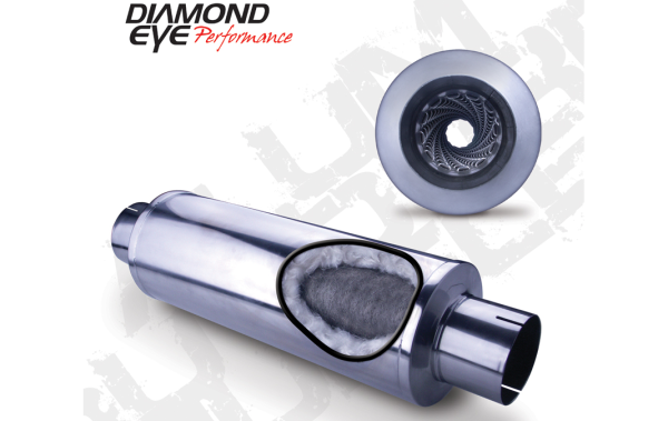 Diamond Eye - Diesel Exhaust Muffler 4 Inch Inlet/Outlet Louvered Packed Muffler 24 Inch Body 7 Inch Case Stainless Exhaust Muffler Diamond Eye