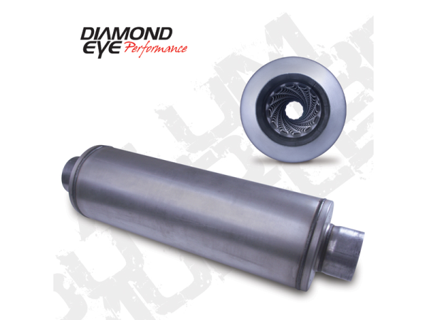 Diamond Eye - Diesel Exhaust Muffler 30 Inch Round 4 Inch Center Inlet/Outlet Aluminized Performance Louvered Exhaust Muffler Diamond Eye