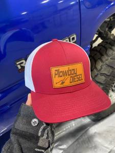 Plowboy Diesel Red/ White Leather Plowboy Patch Hat