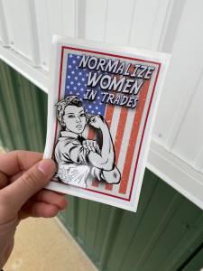 Plowboy Diesel Normalize Women In Trades: Red White & Blue Sticker