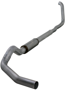 Turbo Back Exhaust 00-03.5 F250/F350 5 Inch Single In/ Single Out Pass With Muffler Stainless Diamond Eye