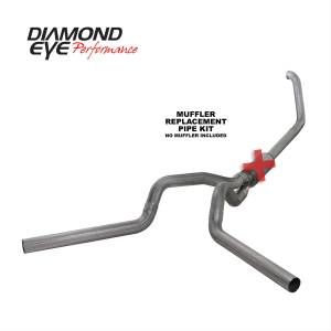 Turbo Back Exhaust 00-03.5 F250/F350 4 inch Single In/Out Split Rear/Side No Muffler Stainless Diamond Eye