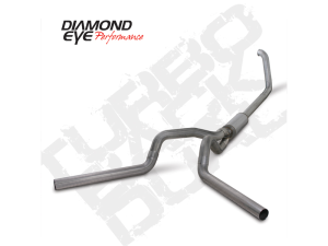 Turbo Back Exhaust 00-03.5 F250/F350 4 inch Single In/Out Split Rear/Side W/ Muffler Stainless Diamond Eye